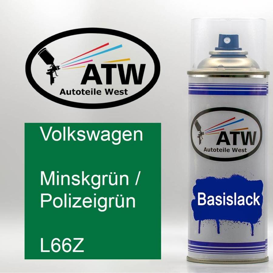 Volkswagen, Minskgrün / Polizeigrün, L66Z: 400ml Sprühdose, von ATW Autoteile West.